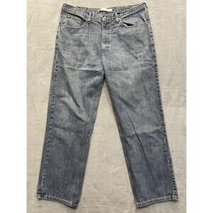 Lee Mens Jeans Blue Size 38x33 Relaxed Straight Medium Wash Denim Distressed